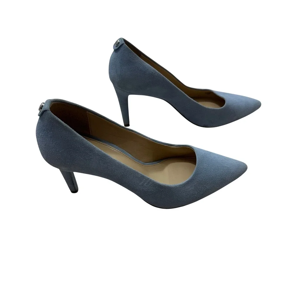 Michael Kors Dorothy Flex Pumps Light Blue Suede Pointed Toe Heels Womens 6.5M